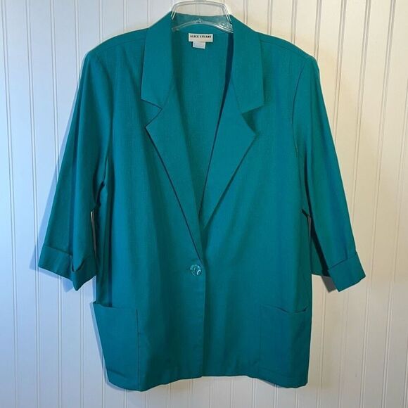 Vintage Alice Stuart One Button Blazer Jacket Women's size X-Large Green Office - Picture 1 of 12